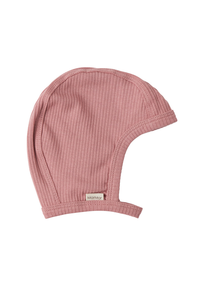 Pink ribbed helmet for baby
