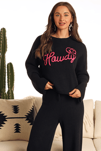 AW32T05512 black Howdy sweater and pants set