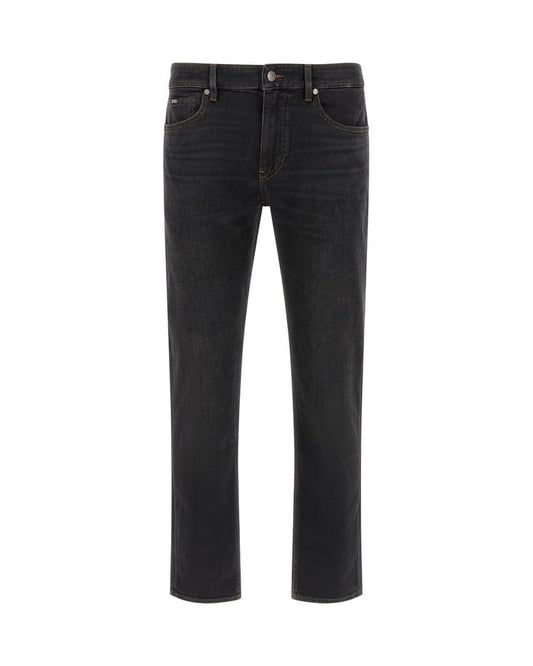 Hugo Boss Black Cotton Straight-Leg Jeans