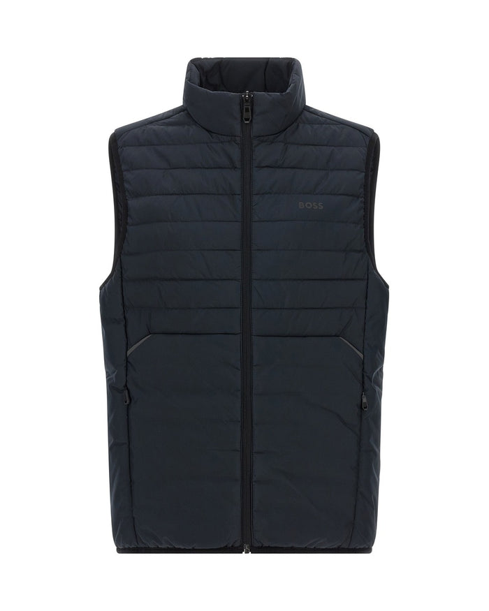 Hugo Boss Blue Polyester Sleeveless Jacket