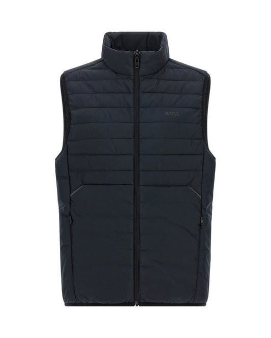 Hugo Boss Blue Polyester Sleeveless Jacket