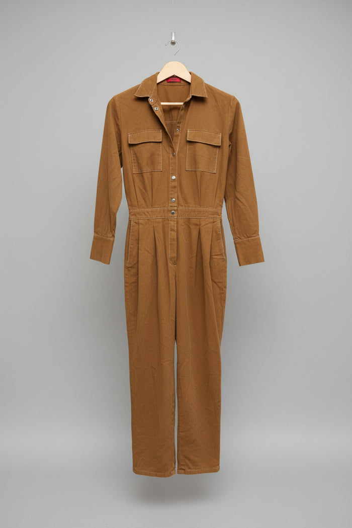 Hugo Boss Brown Jumpsuit UK 8 EU 36 Full-Length Cotton Boilersuit