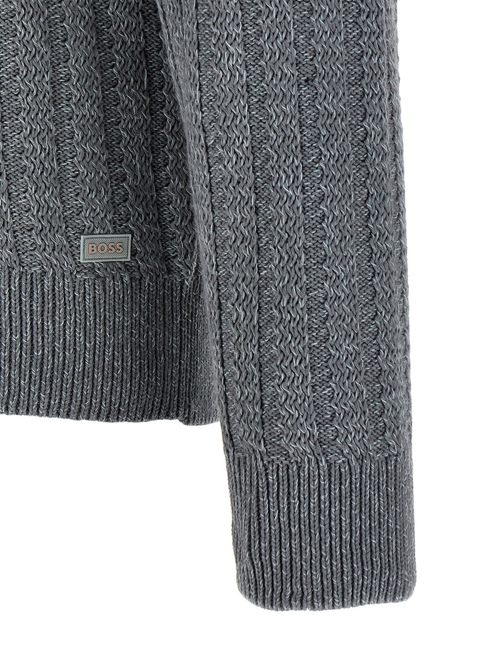 Hugo Boss Gray Cotton Cardigan