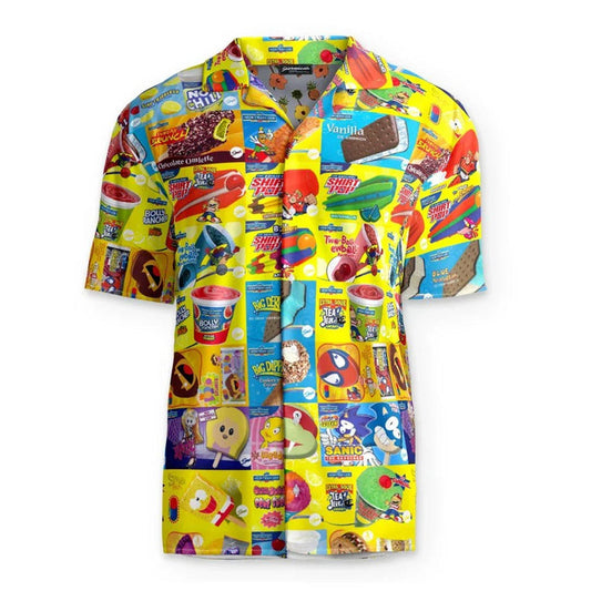 This chaotic, high-saturation collage evokes a vintage ice cream truck menu board, anchored by an intense background of electric lemon yellow and slushie cyan. Contact us with accessibility feedback, we'd love to help!