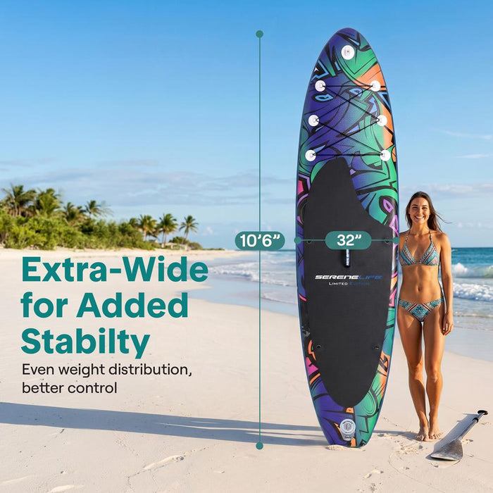 Inflatable Paddle Board - Stable Non-Slip Deck, 10'6", Blue