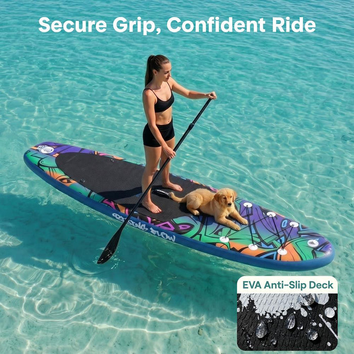 Inflatable Paddle Board - Stable Non-Slip Deck, 10'6", Blue
