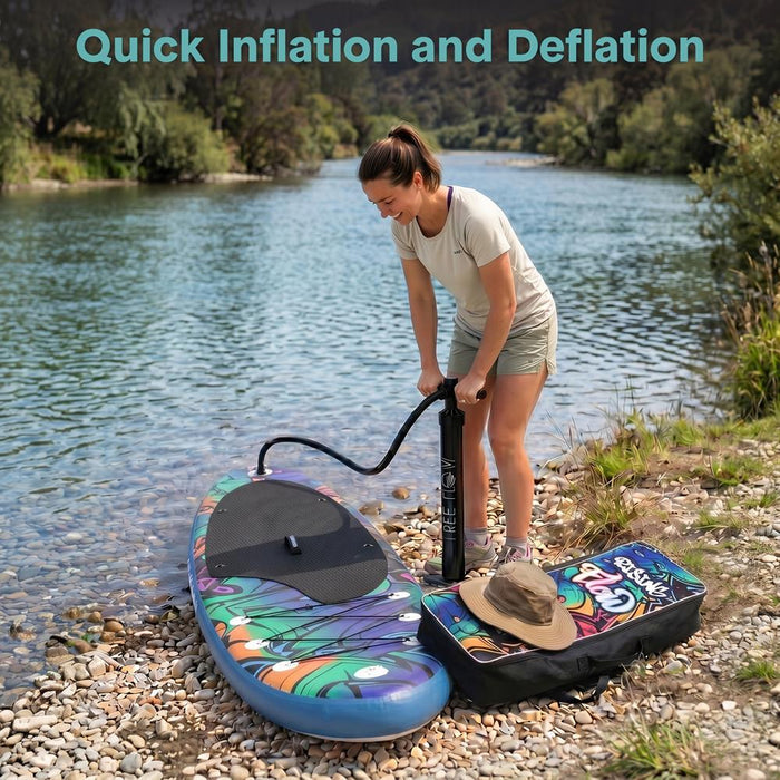 Inflatable Paddle Board - Stable Non-Slip Deck, 10'6", Blue