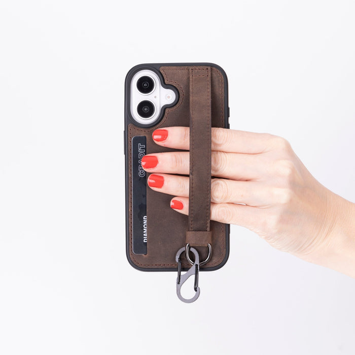 iPhone 16 E Snap - on Leather Grip Case by Hardiston - premium iPhone 16 Cases