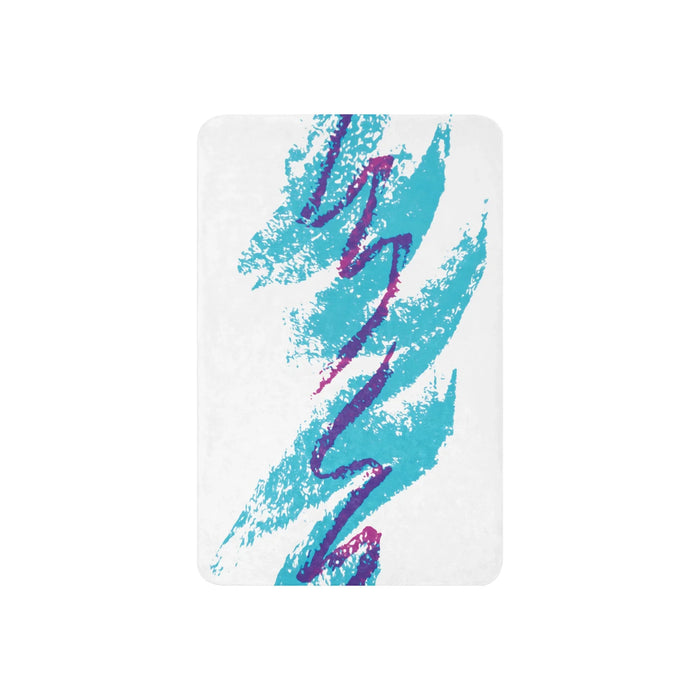 Jazzy 90s Sherpa Blankets - The specific interplay of the electric cyan (#00CED1) "river" stroke and the jagged berry purple (#800080) scribble against a stark white (#FFFFFF) background.