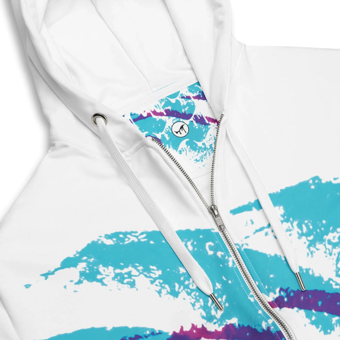 Jazzy 90s Zip Hoodie in Retro Paper Cup Palette. OEKO-TEX® 100, REACH Compliant, GRS Certified.