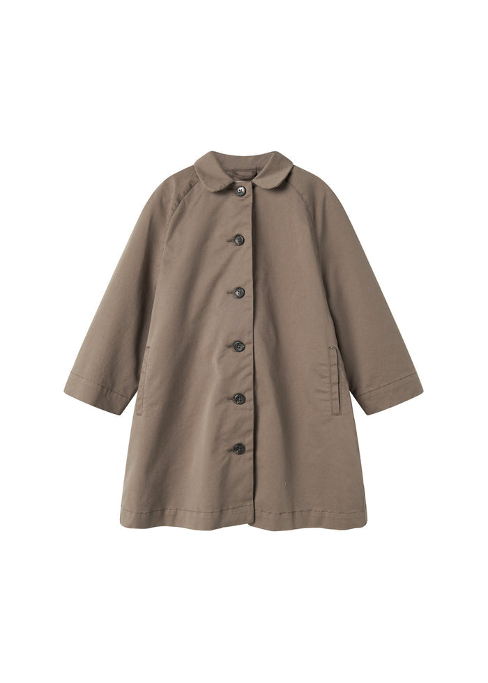 Simple khaki chino coat for kids front view