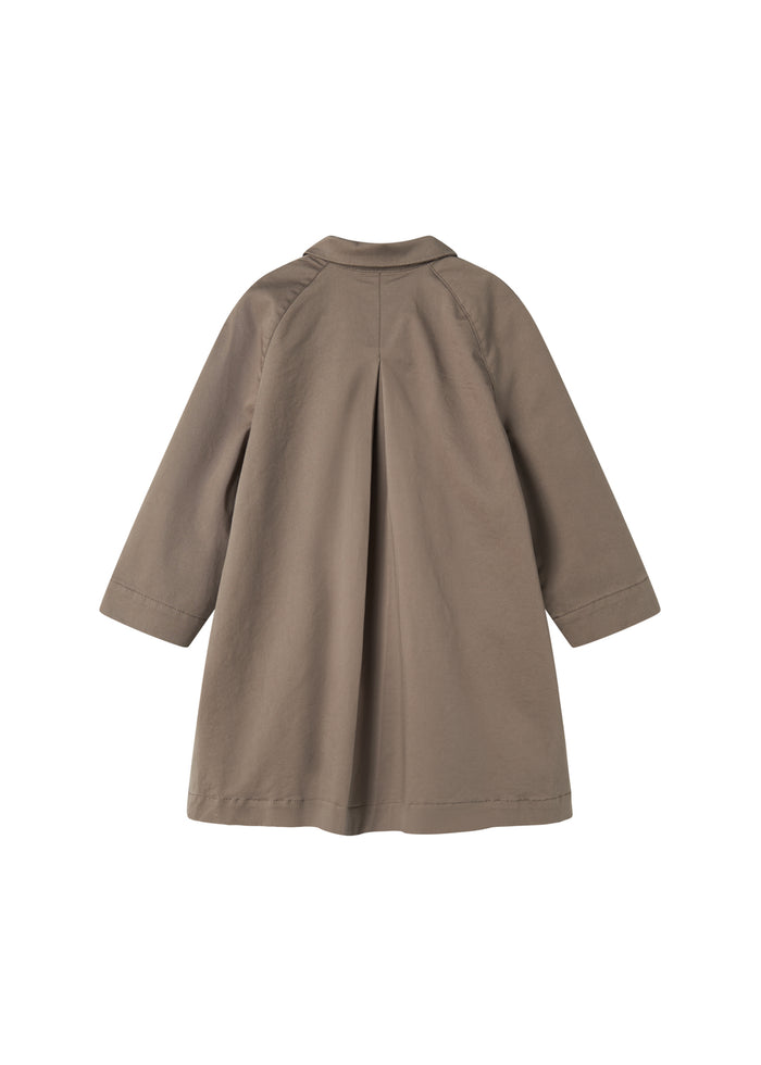 Simple khaki chino coat for kids seen from behind