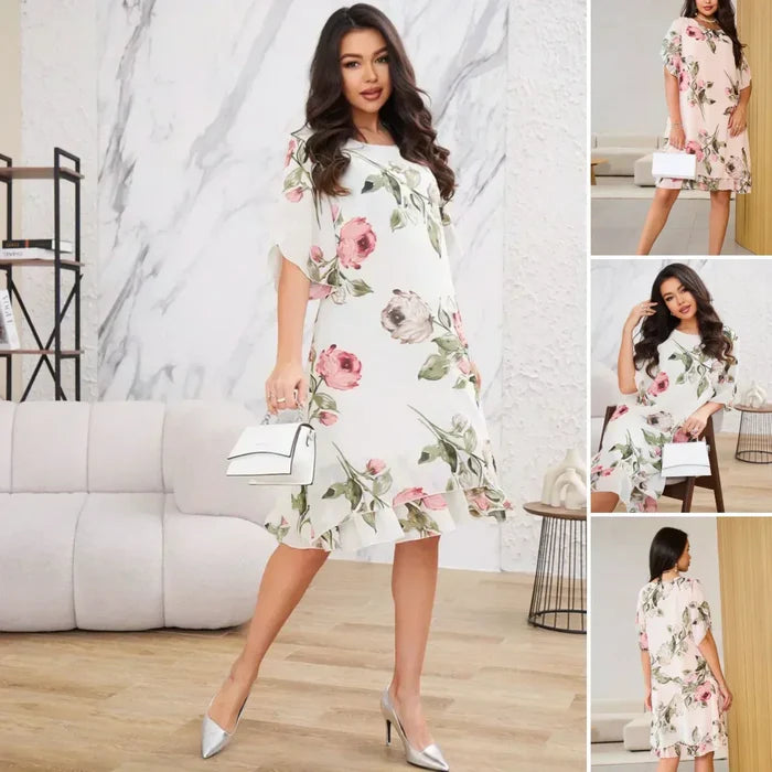 Kalina - Robe en mousseline avec pétales de fleurs
