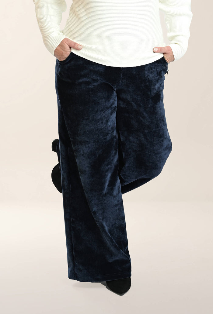 KSL2 Pantalon Sarcelle / XS Kelly - Pantalon fluide à jambes larges en velours - Vente Finale