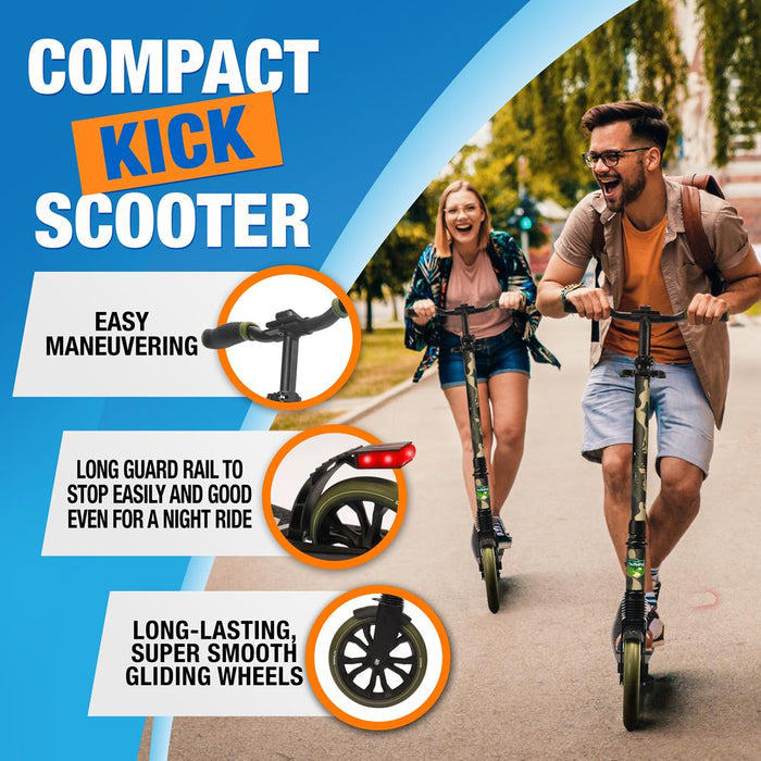 Kick Scooter for Teens & Adults, Smooth Ride, Alloy Deck, Camouflage
