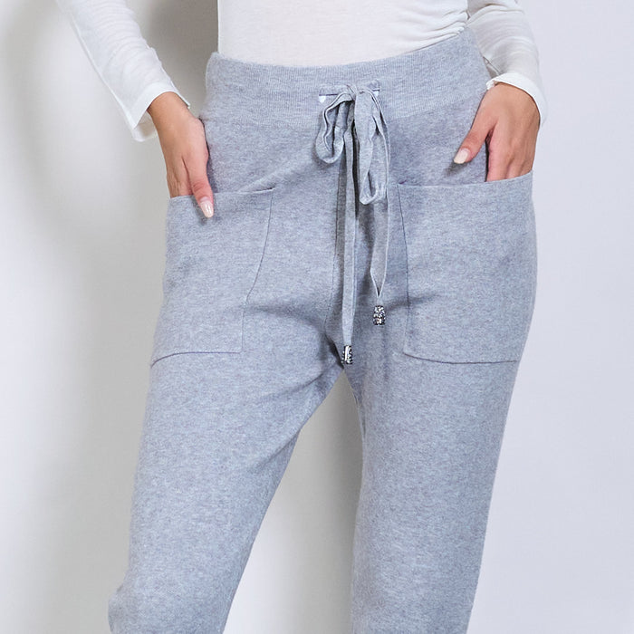 Knit jogger trousers with tie waist and patch pockets wholesale