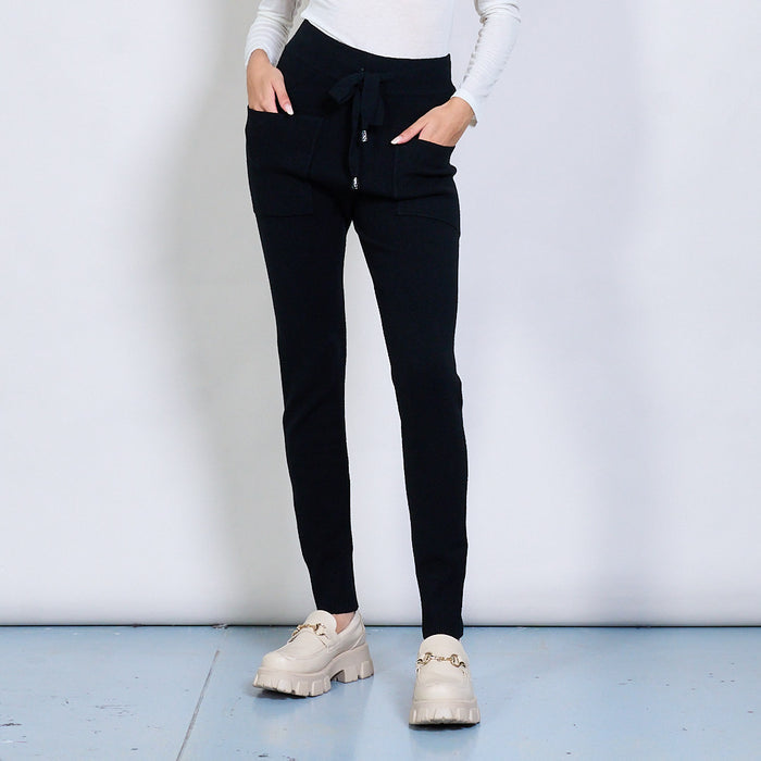Knit jogger trousers with tie waist and patch pockets wholesale