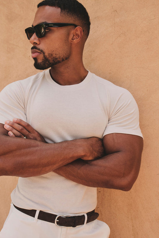 Knit Look T-Shirt in Alabaster
