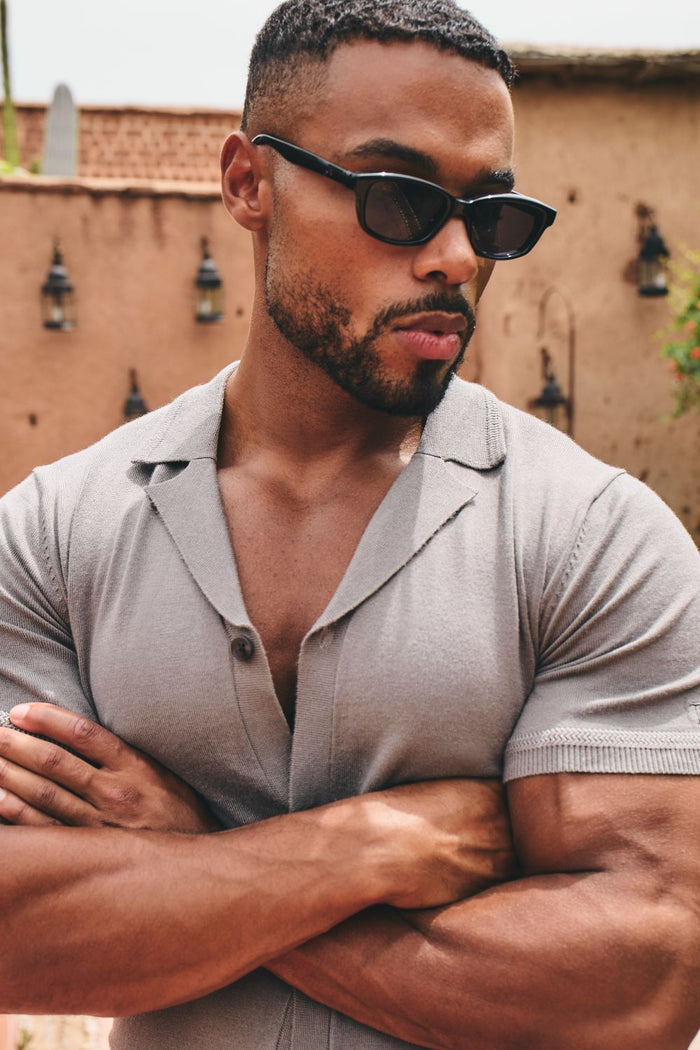Knitted Shirt in Smoky Khaki - TAILORED ATHLETE - USA