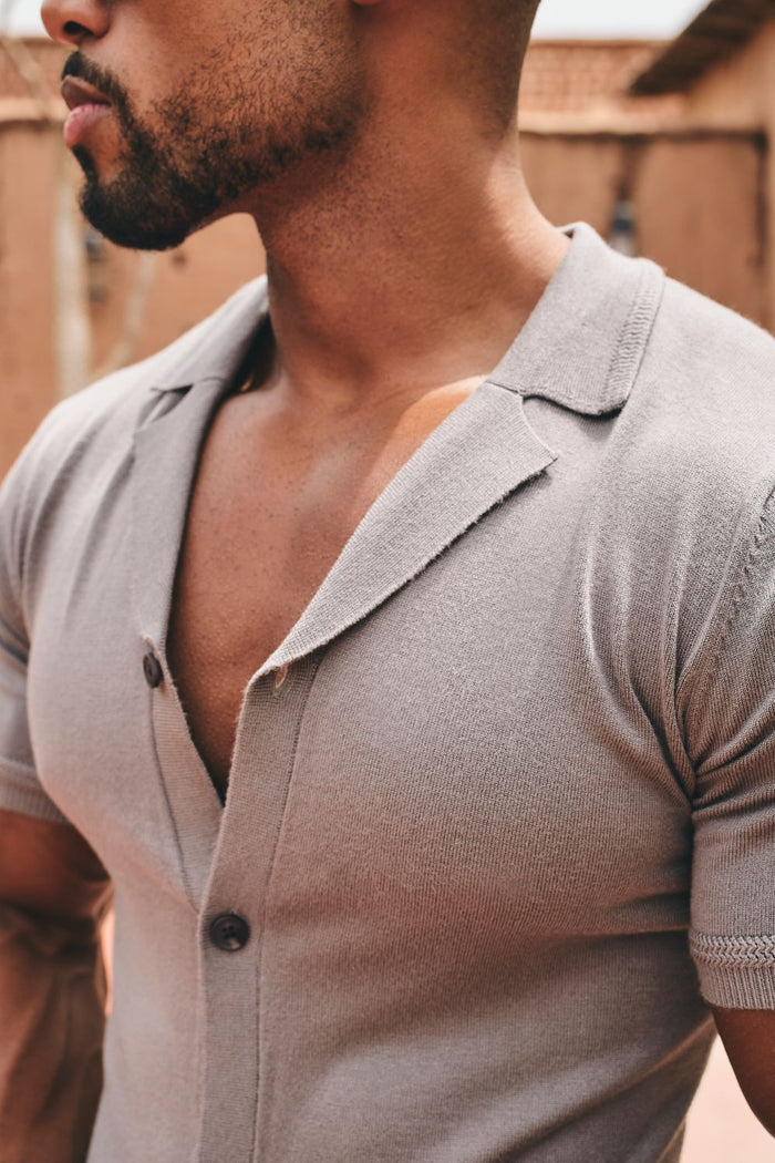 Knitted Shirt in Smoky Khaki - TAILORED ATHLETE - USA