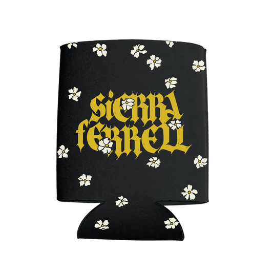 Koozie Blk Flowers