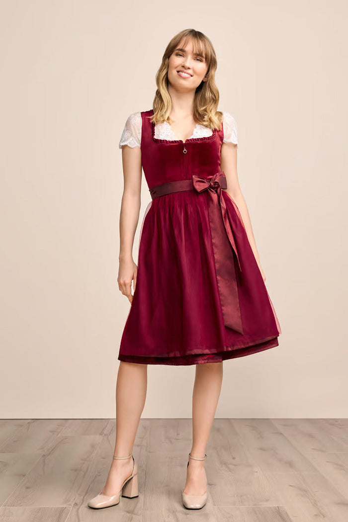 Kruger Midi Dirndl 2pcs. 60cm "Joelina" red (40,46)