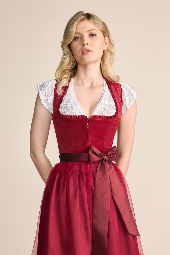 Kruger Midi Dirndl 2pcs. 60cm "Joelina" red (40,46)