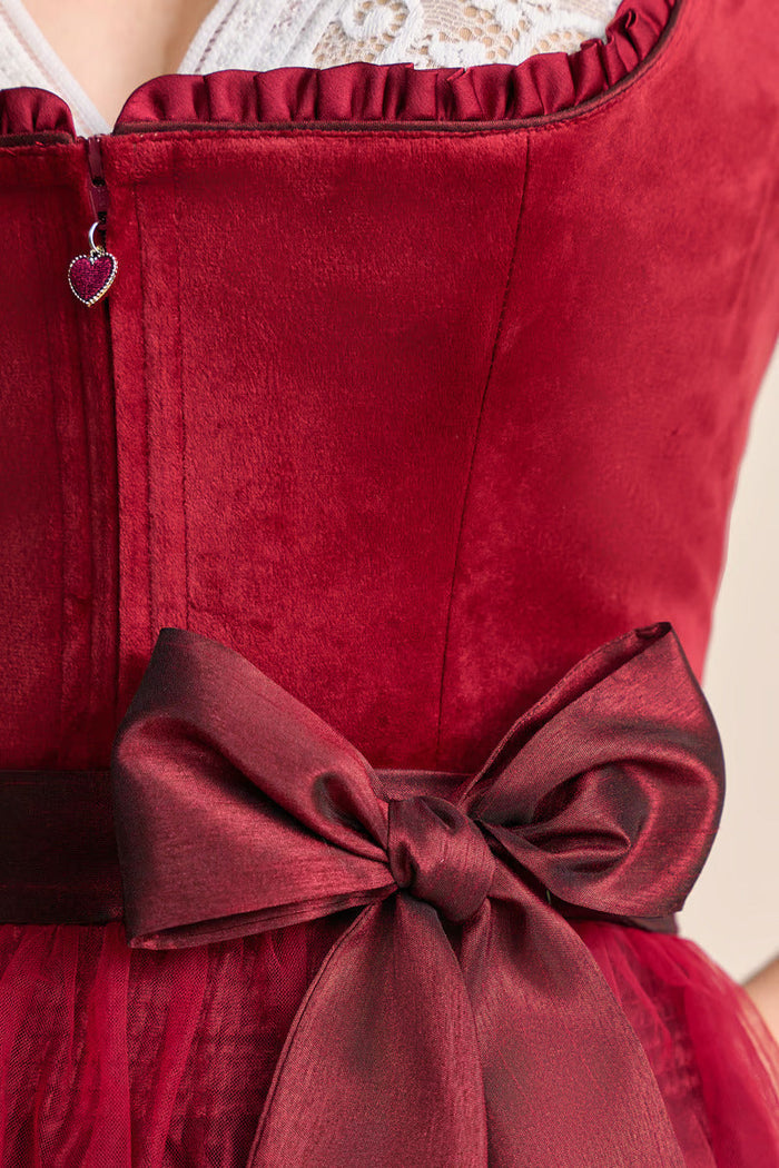 Kruger Midi Dirndl 2pcs. 60cm "Joelina" red (40,46)