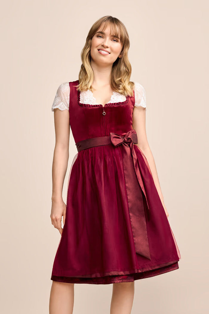 Kruger Midi Dirndl 2pcs. 60cm "Joelina" red (40,46)