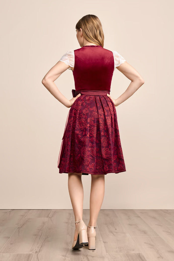 Kruger Midi Dirndl 2pcs. 60cm "Joelina" red (40,46)