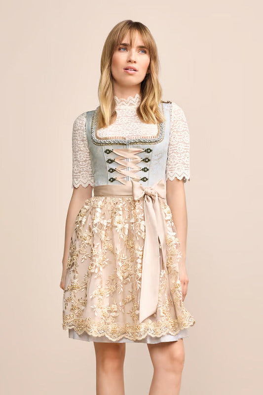 Kruger Mini Dirndl 2pcs. 50cm "Corvina" blue (size 40)