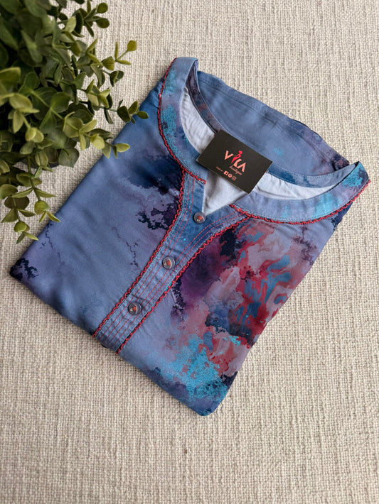 L size Digital printed Rayon nighty