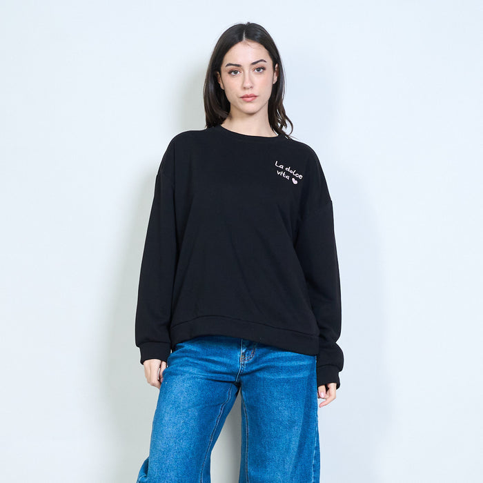 La dolce vita slogan print oversized sweatshirt wholesale