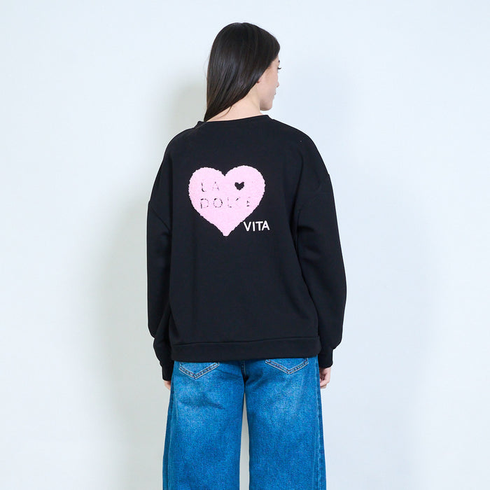 La dolce vita slogan print oversized sweatshirt wholesale