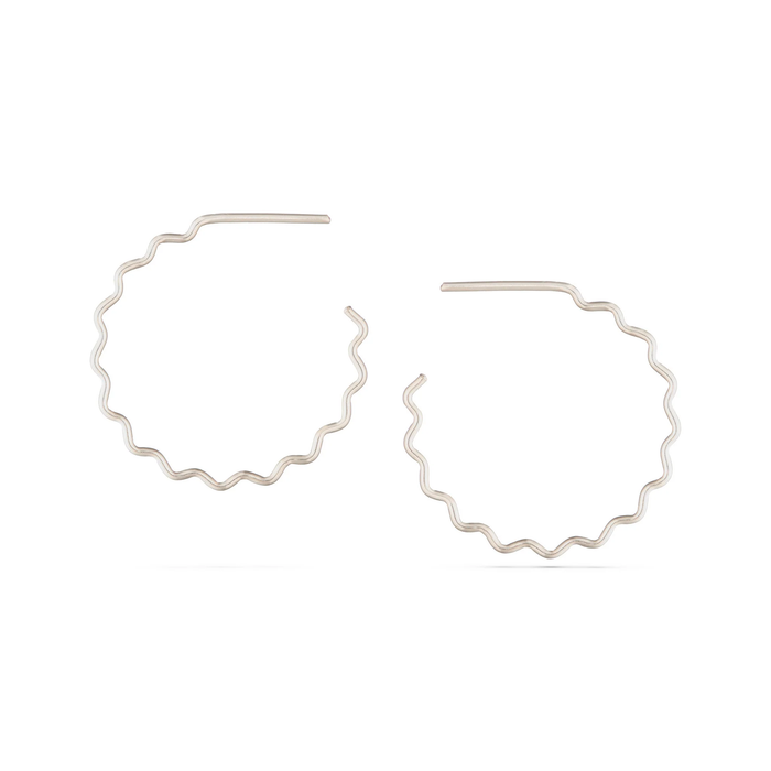 Large Krinkle Hoops in Silver