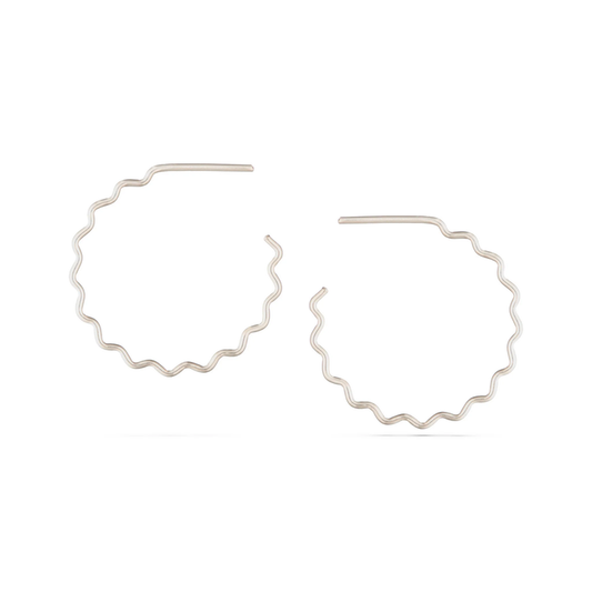 Large Krinkle Hoops in Silver