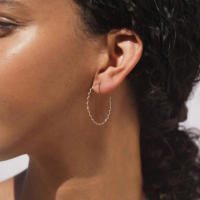 Large Krinkle Hoops in Silver