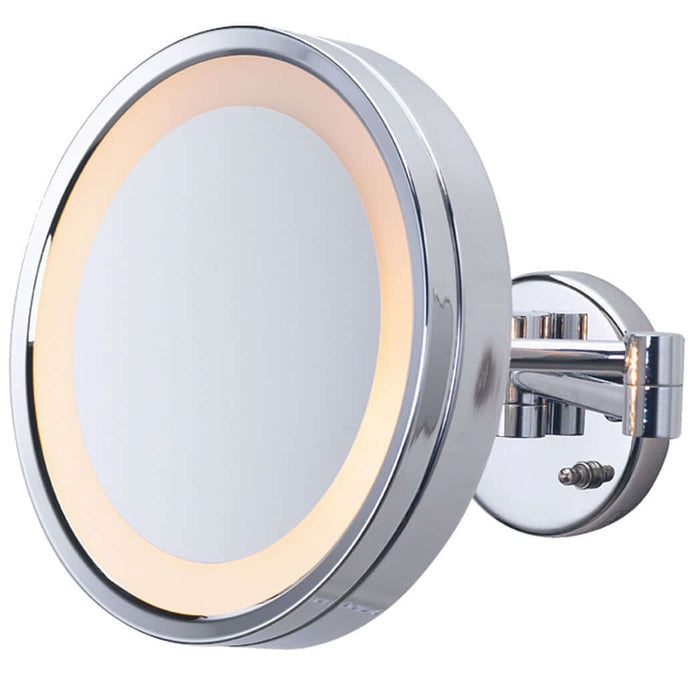 Large Round 3X Halo LED Wall-Mount Plug-In Mirror - Jerdon Style
