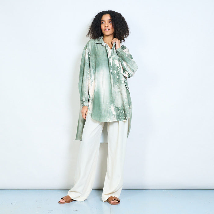 Layered abstract print oversized shirt wholesale