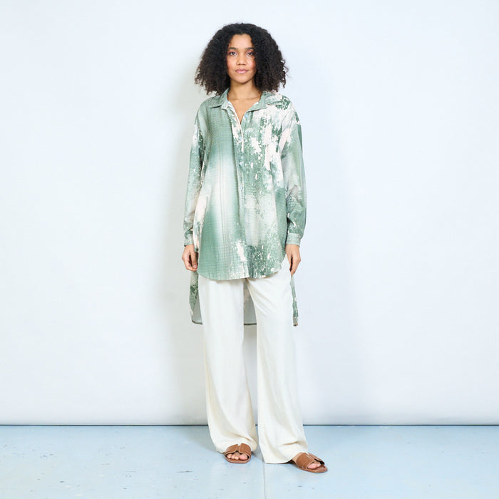 Layered abstract print oversized shirt wholesale