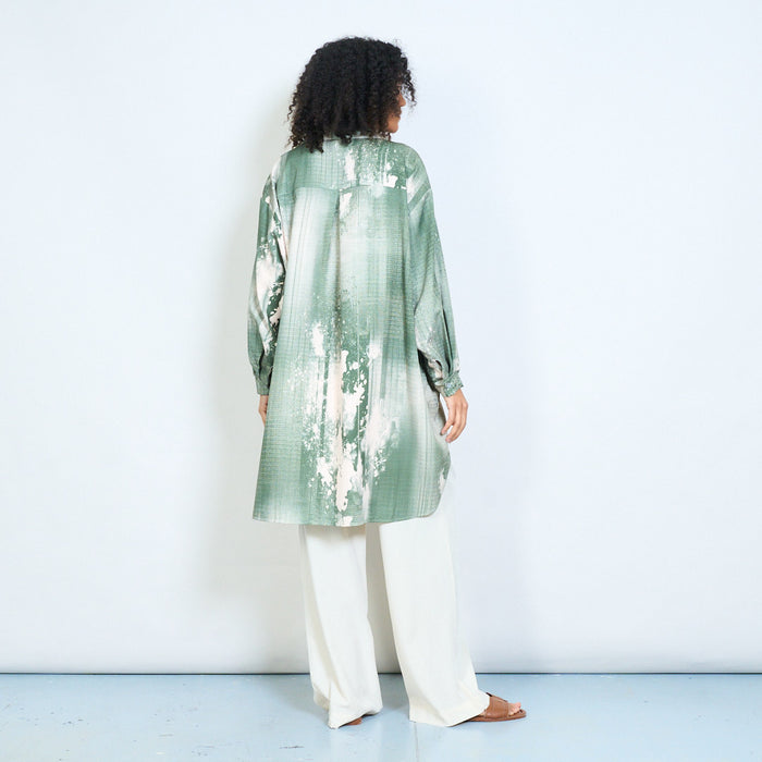 Layered abstract print oversized shirt wholesale