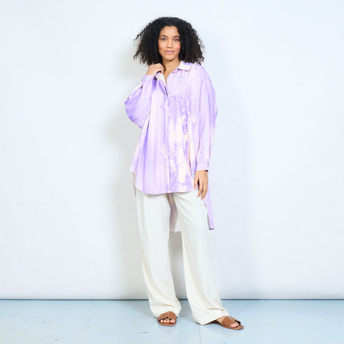 Layered abstract print oversized shirt wholesale