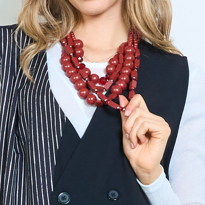 Layered chunky bead statement necklace wholesale