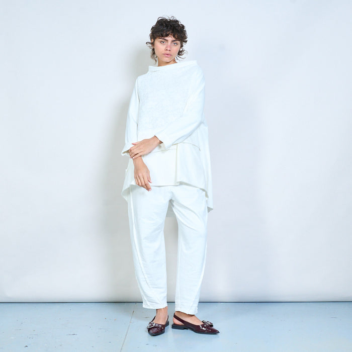 Layered textured panel long sleeve blouse wholesale