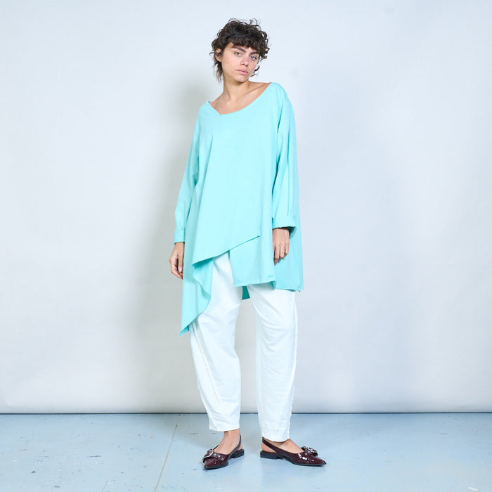 Layered wrap front long sleeve blouse wholesale