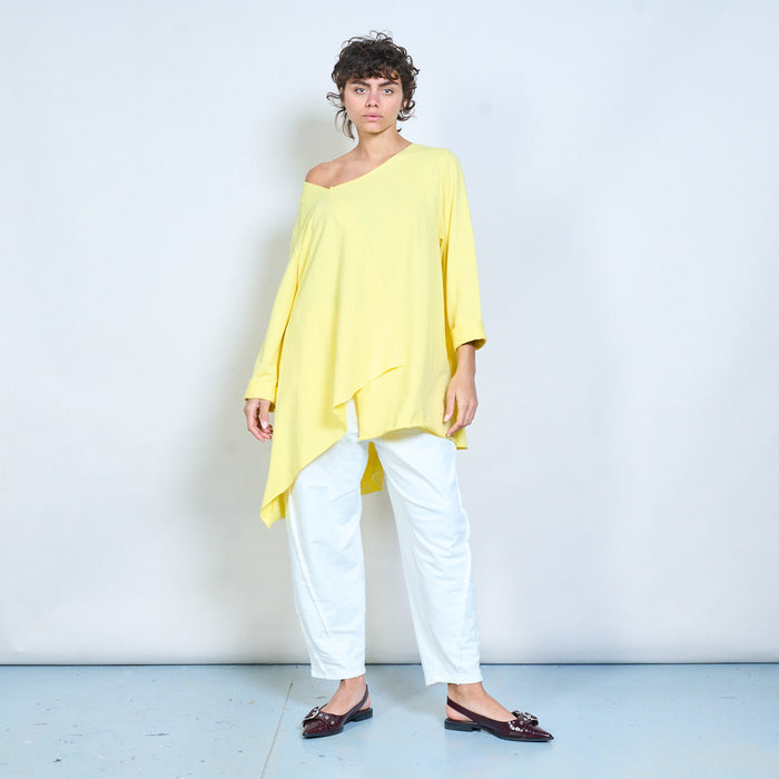 Layered wrap front long sleeve blouse wholesale