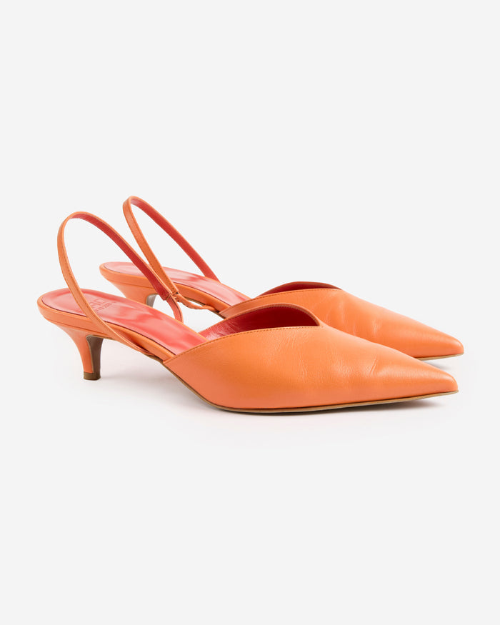 Leather slingback pumps