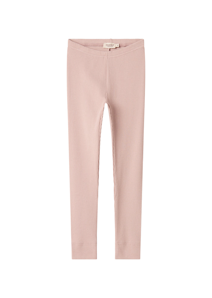 Pink leggings for children in ribbed material