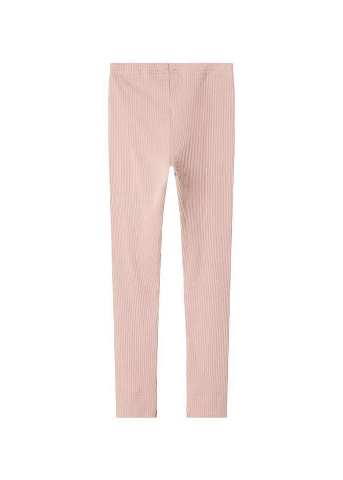 Pink leggings for children in ribbed material