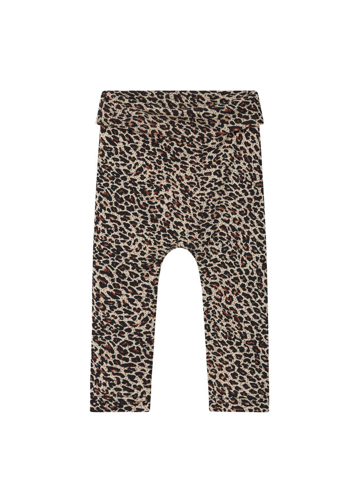 Leo Piva leopardprintede bukser i brun og beige med elastisk talje foran